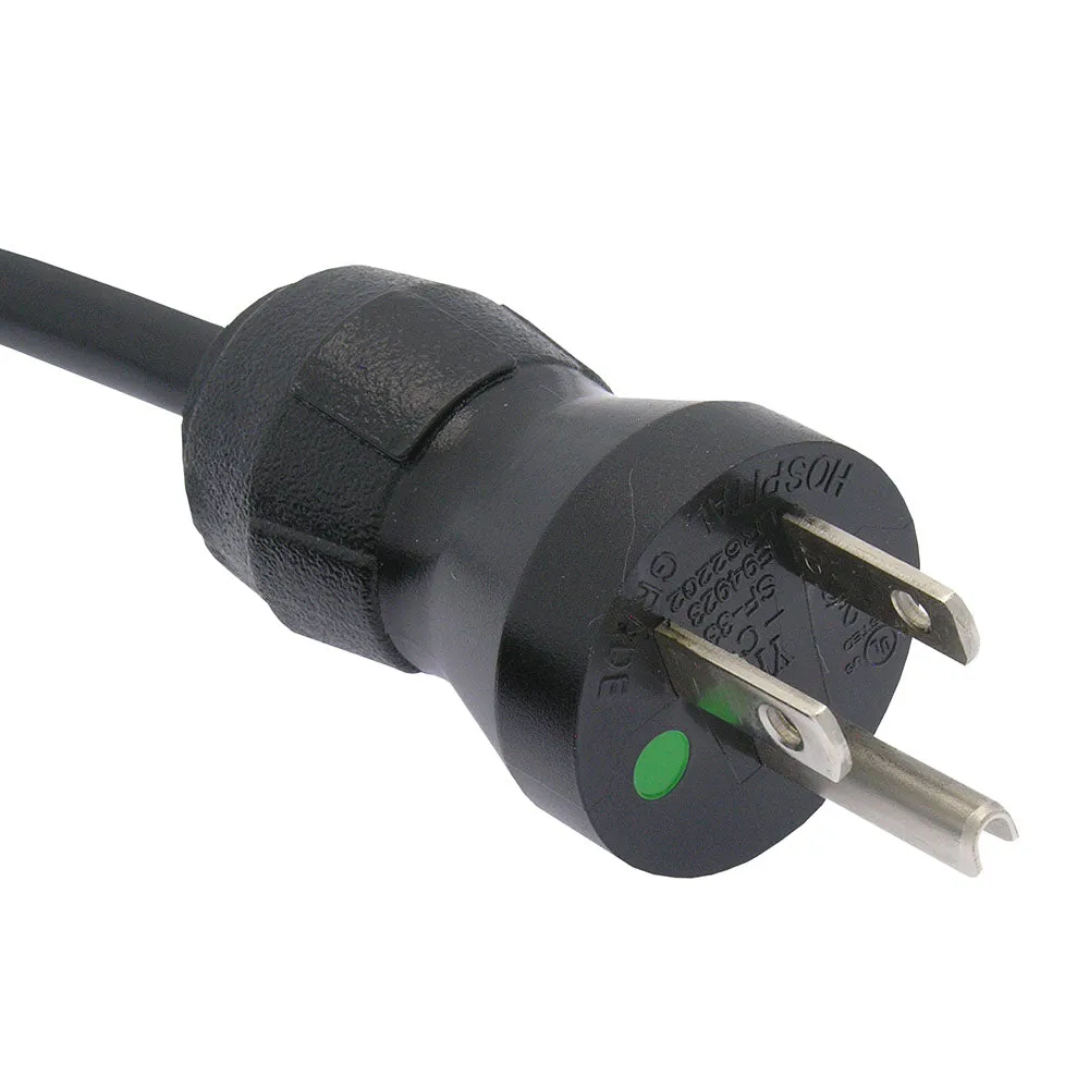 10Ft Hospital Grade Power Cord 5-15P to C13 SJT 16/3 Black