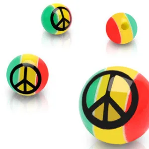 6mm Rastafarian Peace Symbol 14G Balls