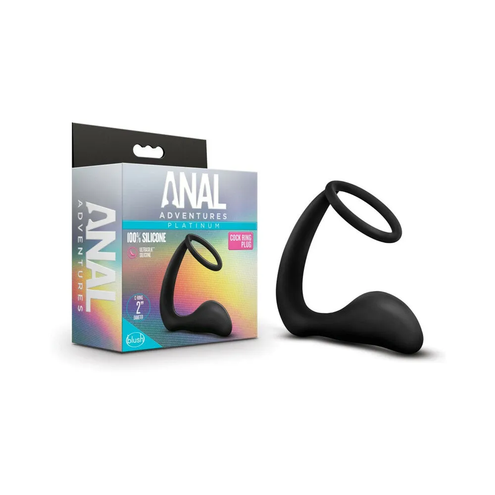 Anal Adv Platinum Cock Ring Plug Black