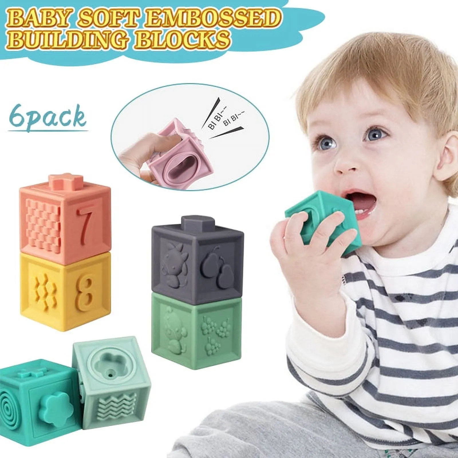 Baby Soft Gum Building Blocks 6 pieces - 080