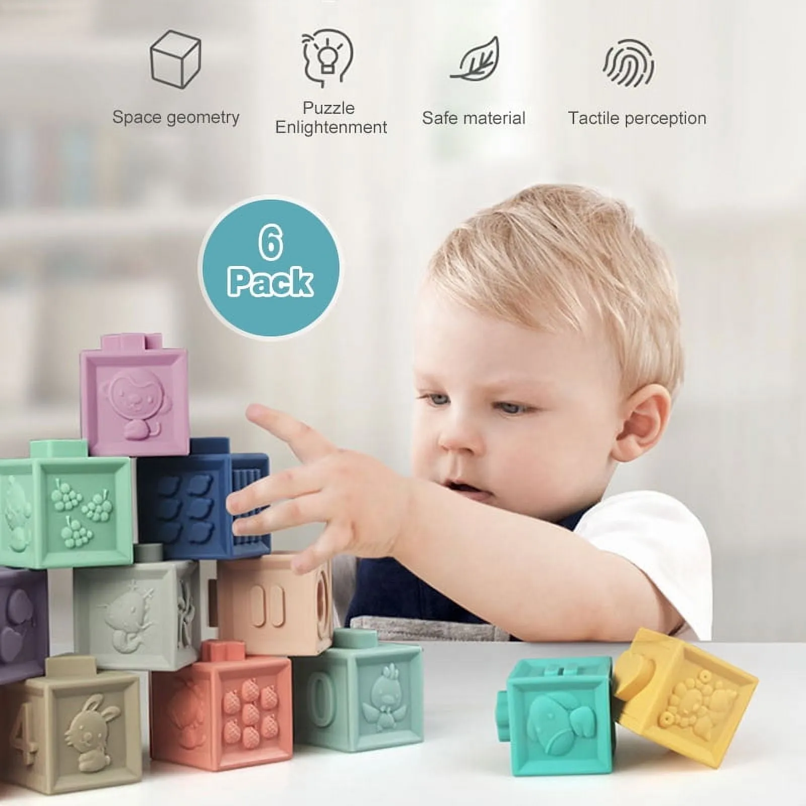 Baby Soft Gum Building Blocks 6 pieces - 080