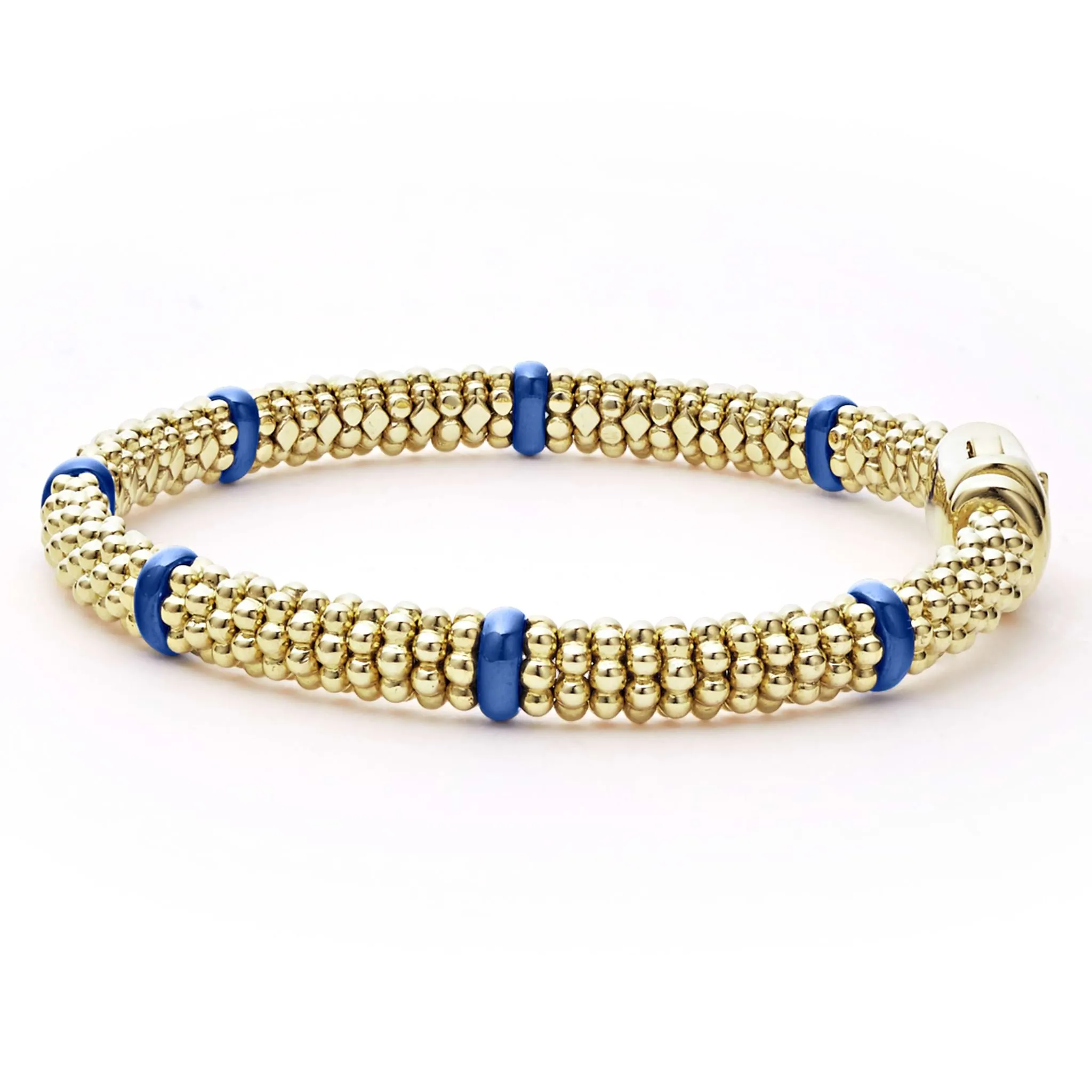 Blue Caviar Ceramic and 18K Gold Caviar Bracelet | 6mm