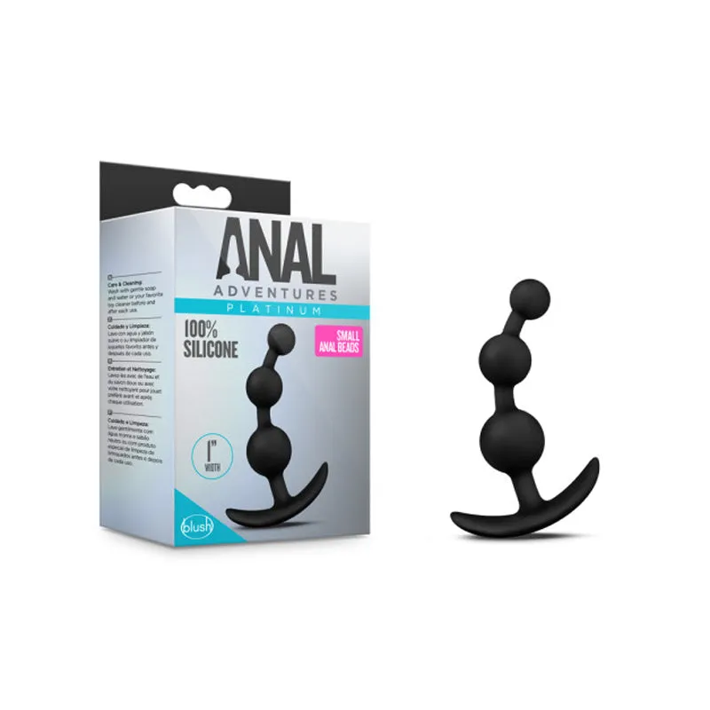 Blush Anal Adventures Platinum Silicone Small Anal Beads Plug Black