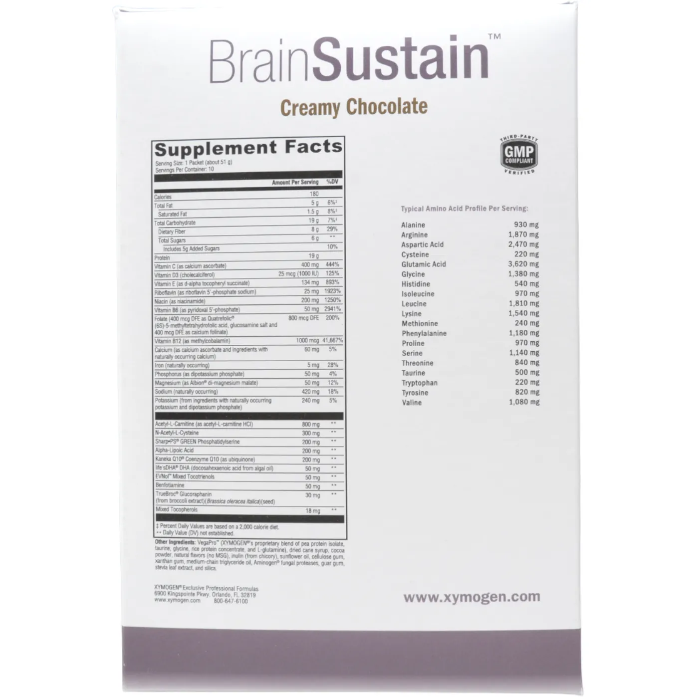 BrainSustain: Creamy Chocolate 10 Servings by Xymogen