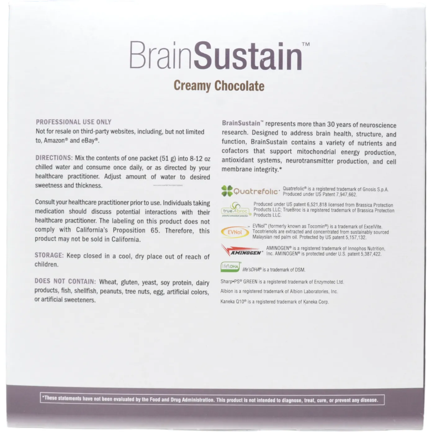 BrainSustain: Creamy Chocolate 10 Servings by Xymogen