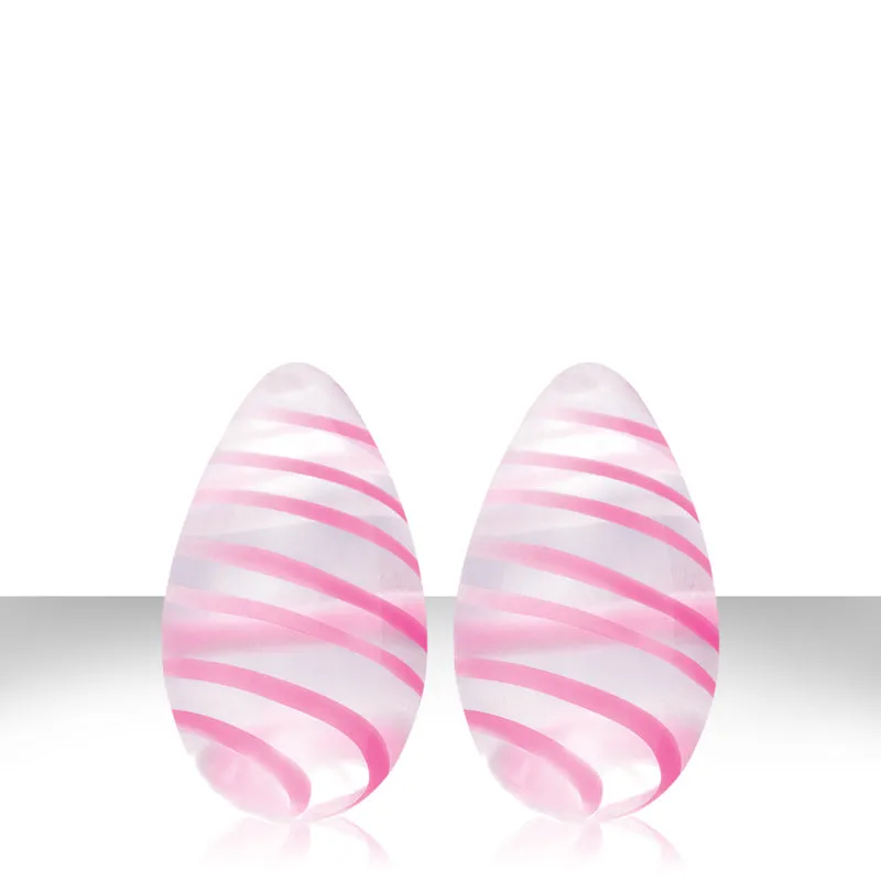 Crystal Kegel Eggs Clear With Pink Stripes