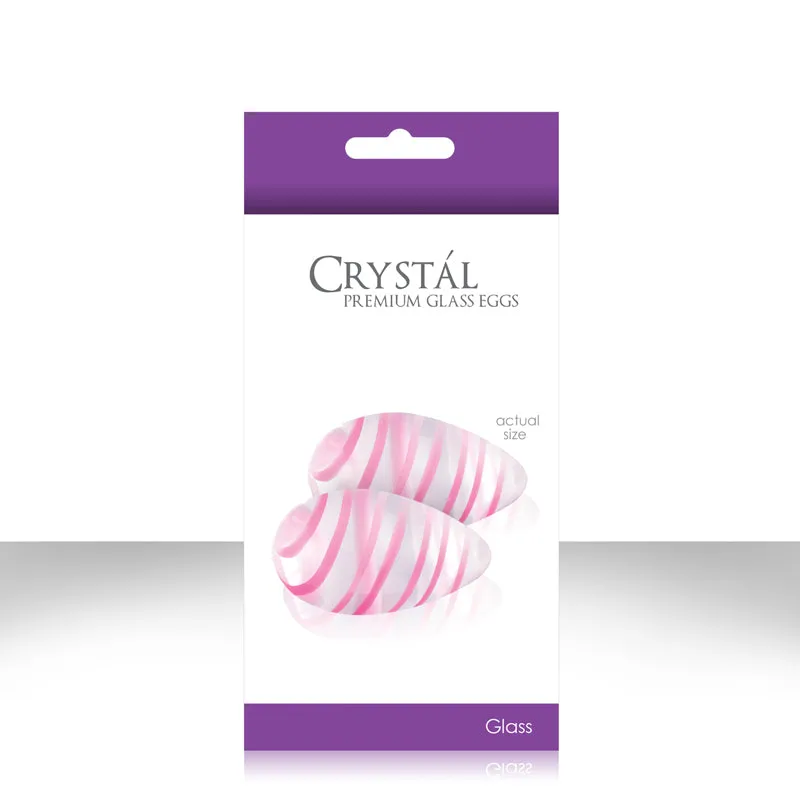 Crystal Kegel Eggs Clear With Pink Stripes