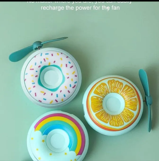 Cute Portable Mini Doughnut Fan, Mini Portable Charger For IPhone, Cute Power Bank For Girls, Mini Fast Charger And Portable Fan