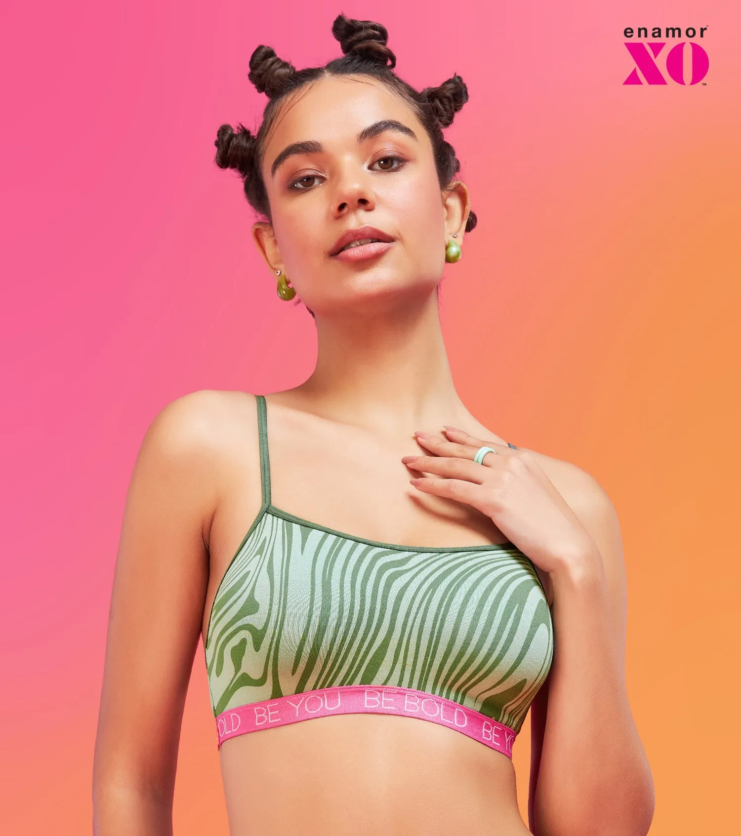 Enamor XO Green Marble Non-Wired Non Padded Regular Bra - Baylish