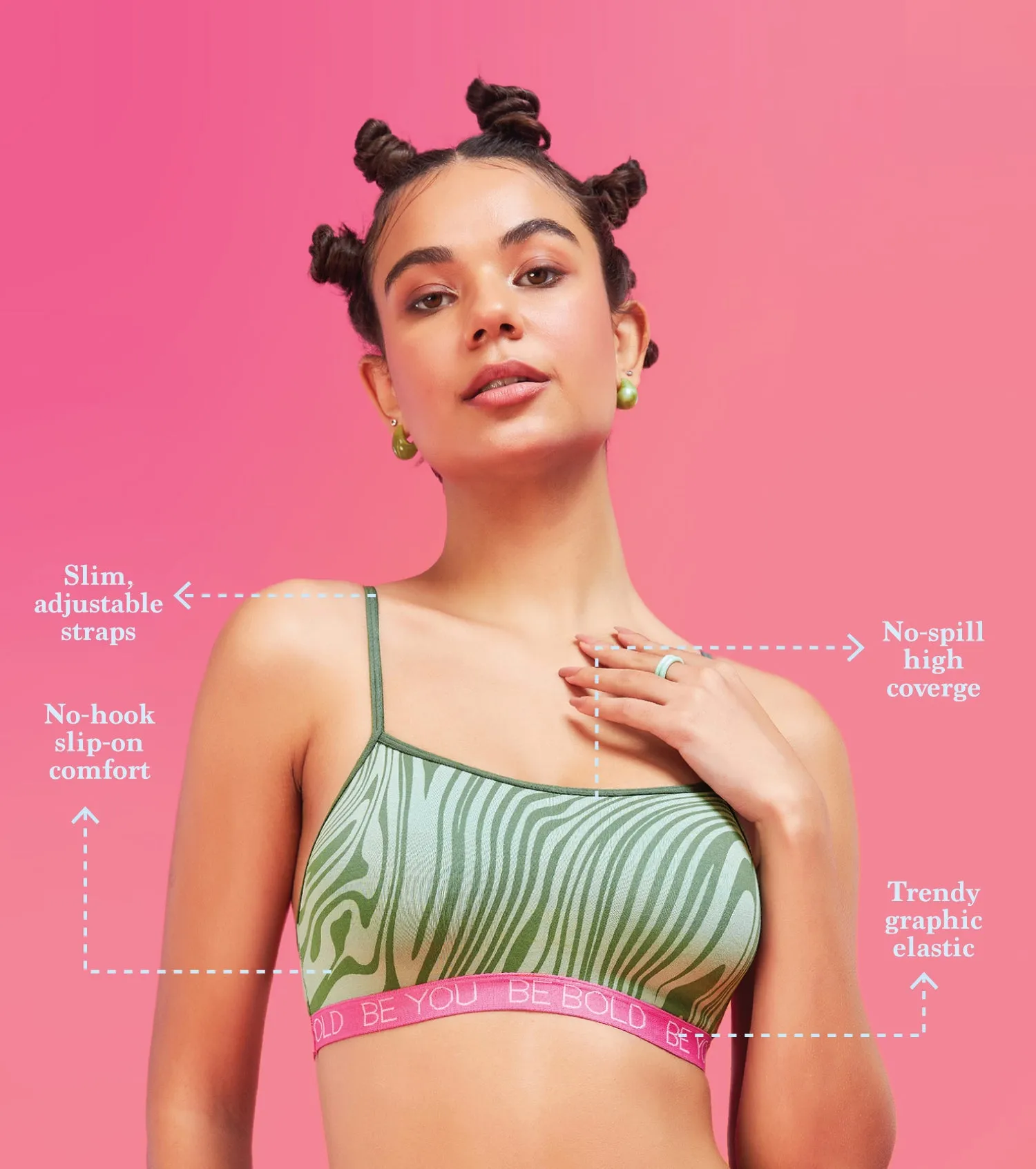 Enamor XO Green Marble Non-Wired Non Padded Regular Bra - Baylish