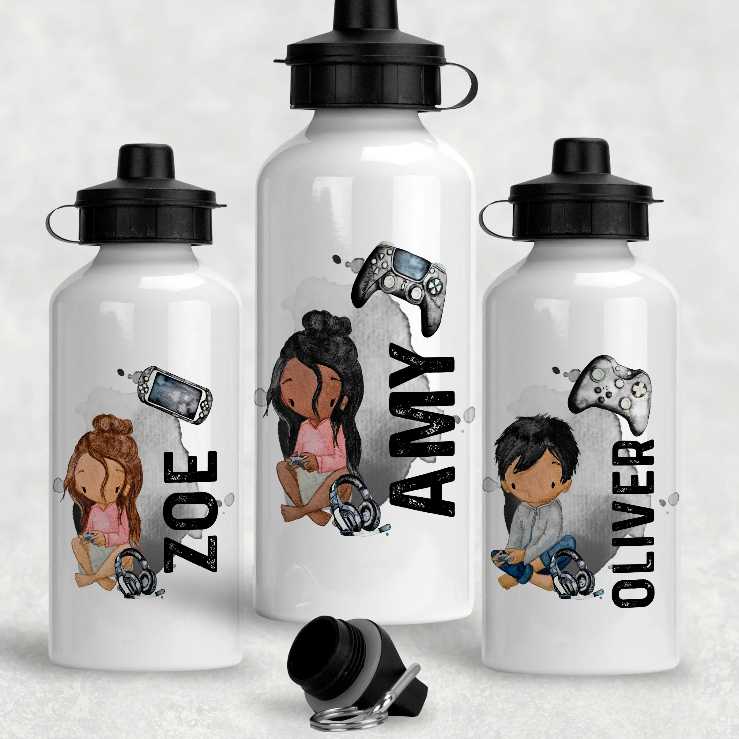 Gamer Character Personalised Water Bottle - 400/600ml