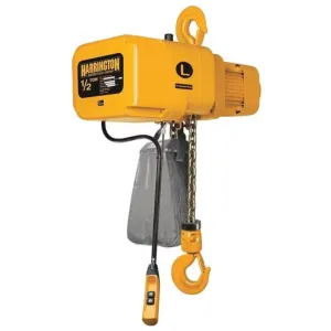 Harrington NER005S  Electric Chain Hoist with 1/2 Ton Capacity & 10FT Chain Fall - New Surplus