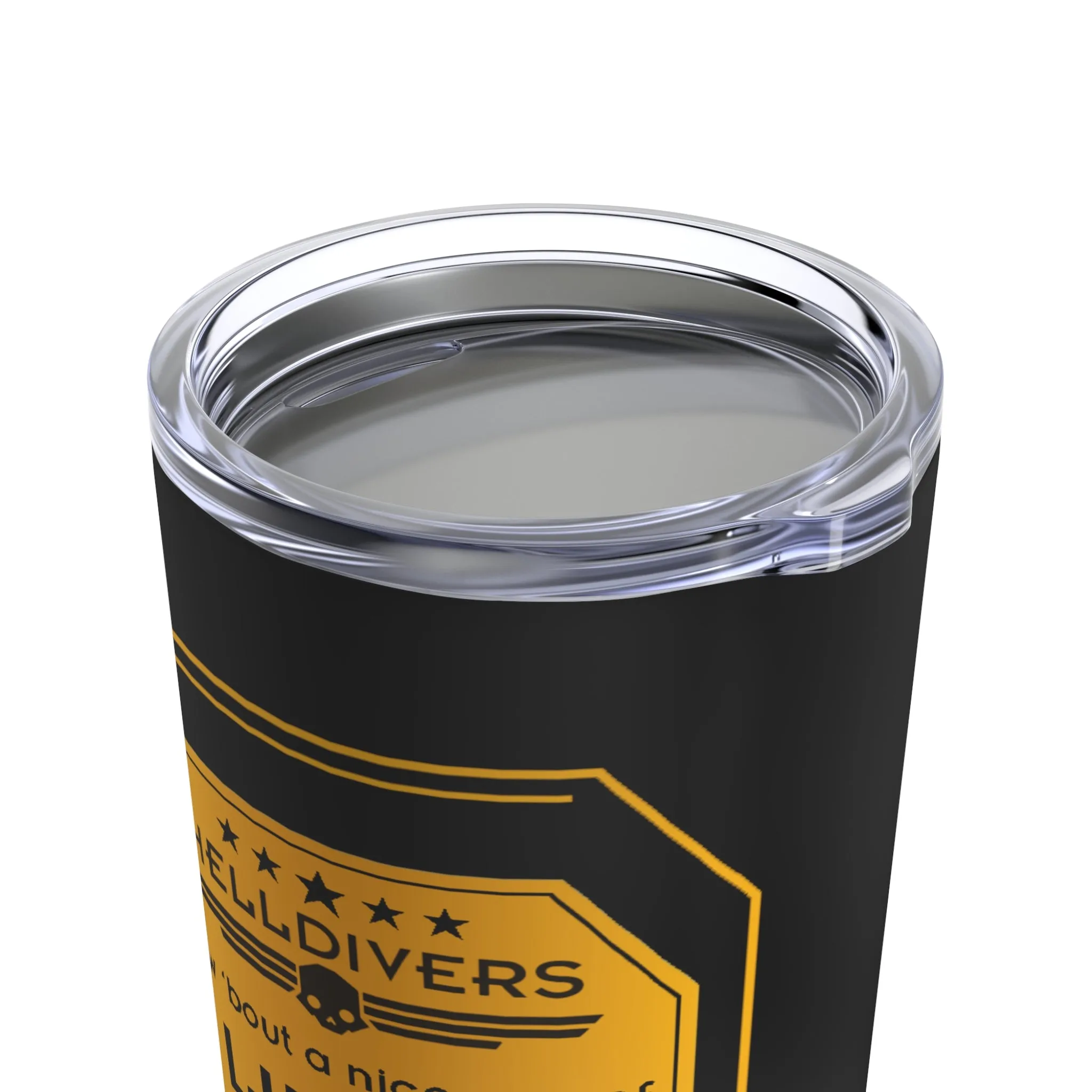 Helldivers 2 Liber-tea Black Tumbler 20oz How Bout A Nice Cup Of liber-tea cup mug tumbler bottle gift for him gift for her Liberty Libertea