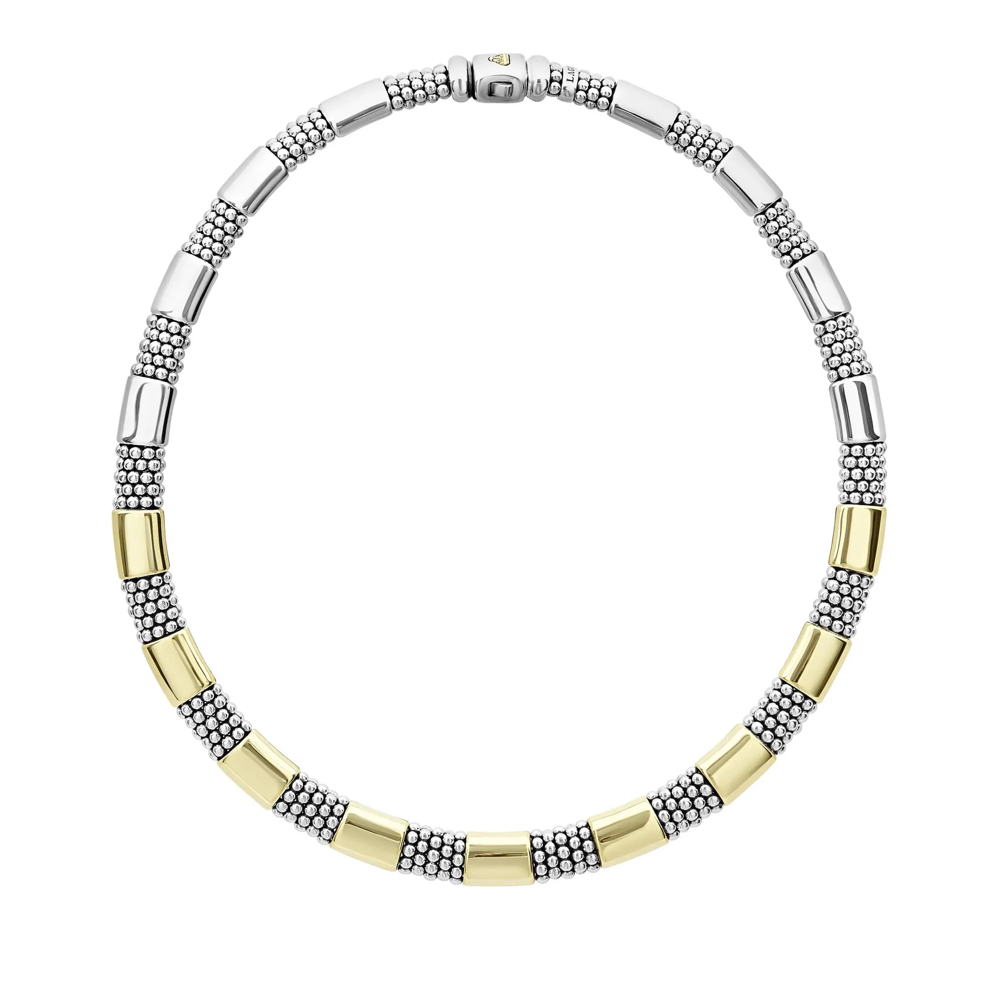 High Bar 18K Gold Station Caviar Necklace | 12mm