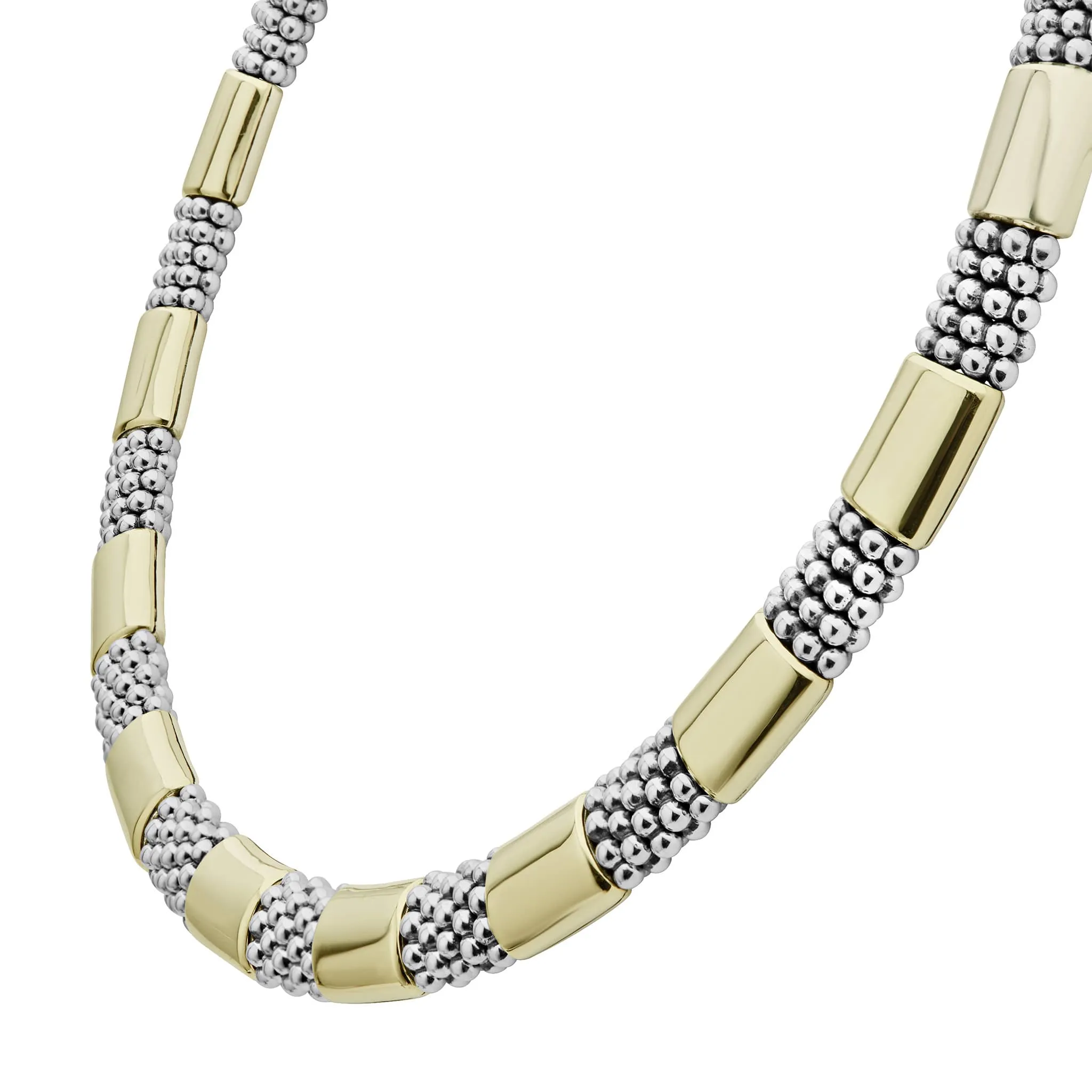 High Bar 18K Gold Station Caviar Necklace | 12mm