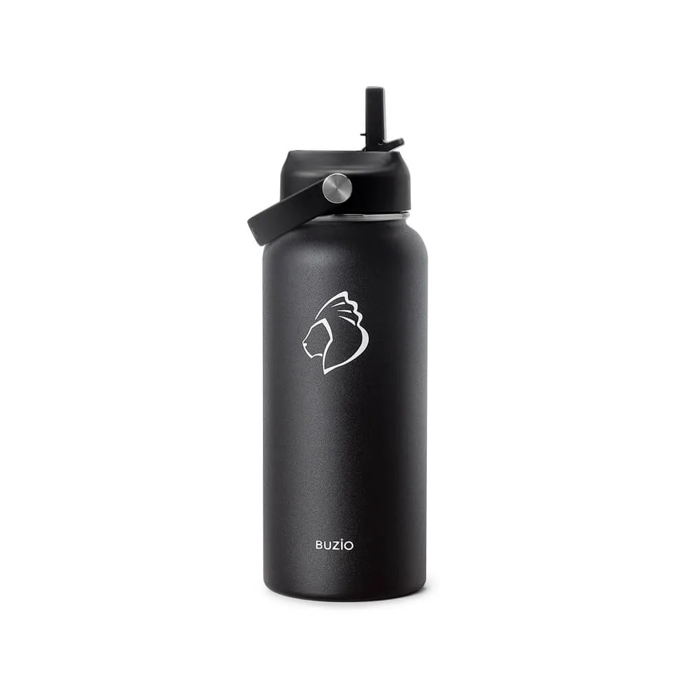 Insulated Water Bottles with 2 Lids | 32oz | Black