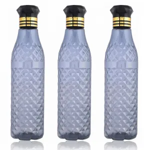 Kuber Industries Water Bottle | Plastic Water Bottle for Fridge | Water Bottle for Kitchen | Ideal for Restaurant | Water Bottle for Refrigerator | Crystal Bingo Bottle | 1 LTR | Pack of 3 | Black