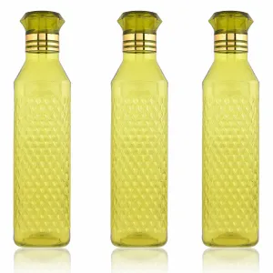 Kuber Industries Water Bottle | Plastic Water Bottle for Fridge | Water Bottle for Kitchen | Ideal for Restaurant | Water Bottle for Refrigerator | Square H2O Bottle | 1 LTR | Pack of 3 | Green