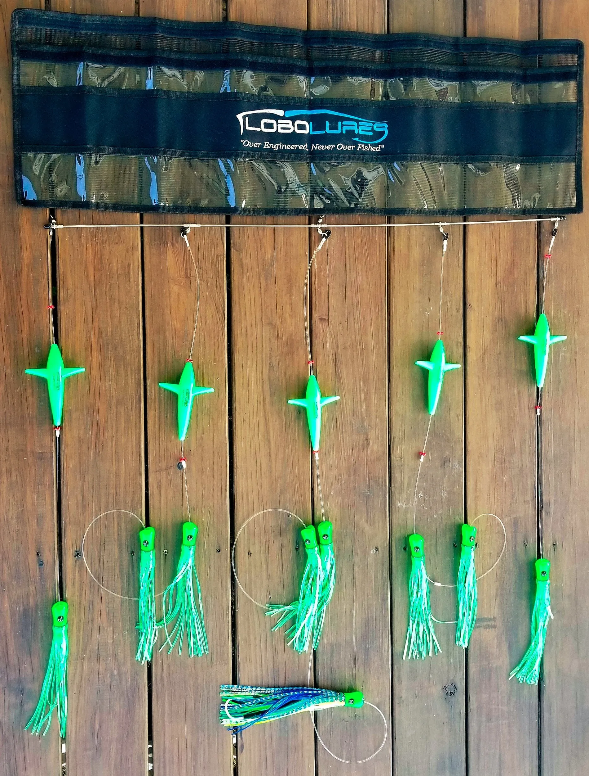 Lobo Lures 36" Skipjack UV Hybrid Green Mackerel Splash Spreader Bar