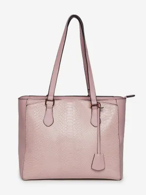 LOV Pink Crocodile Design Barbara Tote Bag