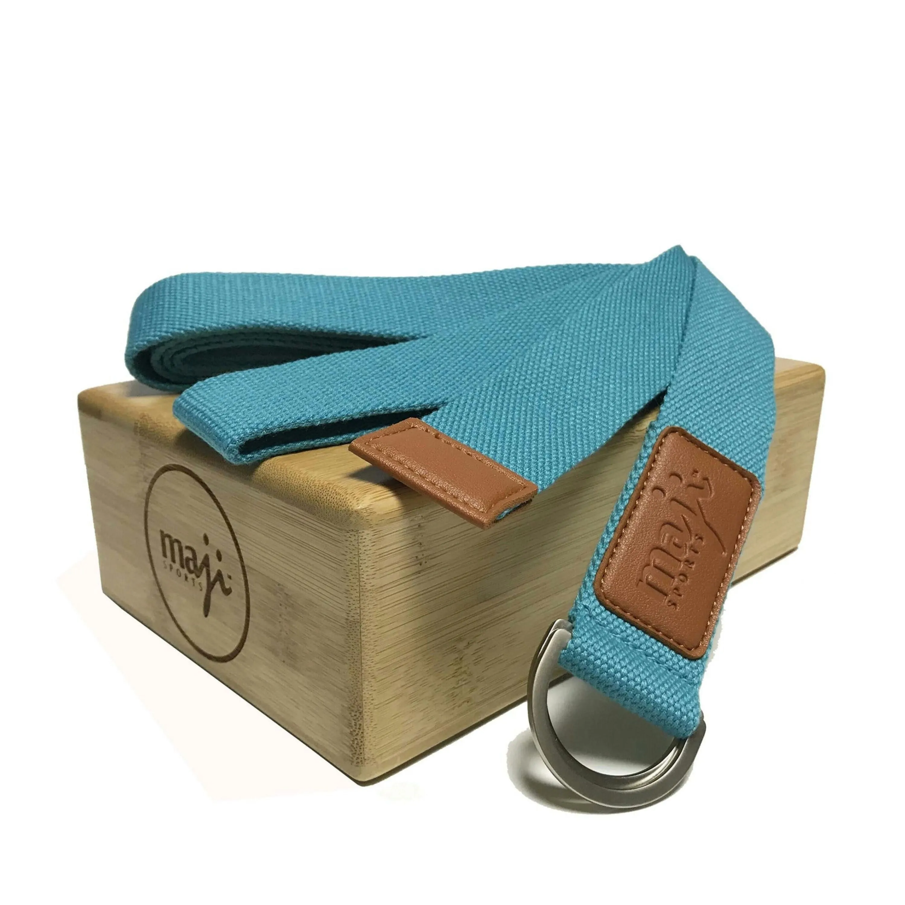 Maji Sports Bamboo Yoga Block & Strap Combo