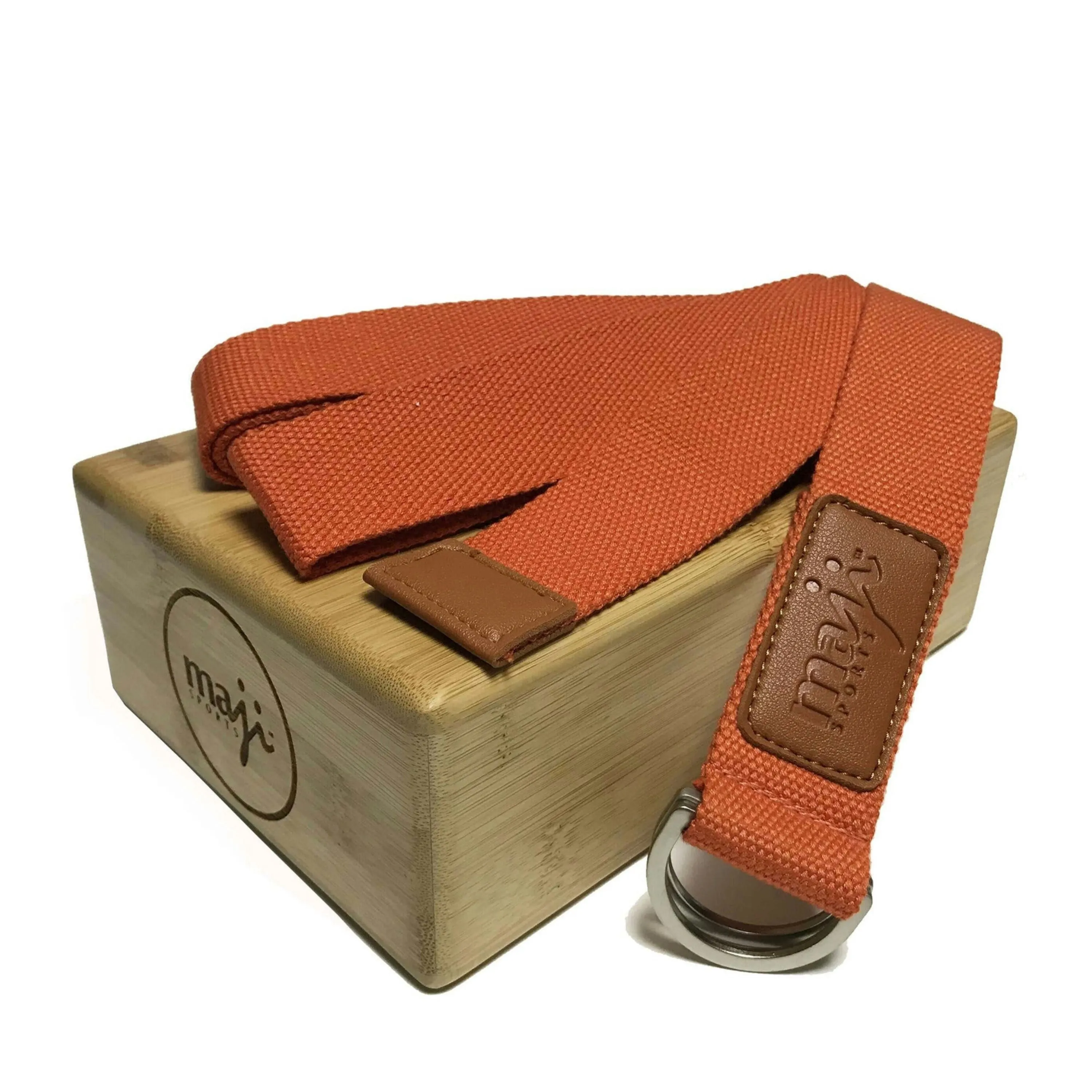 Maji Sports Bamboo Yoga Block & Strap Combo