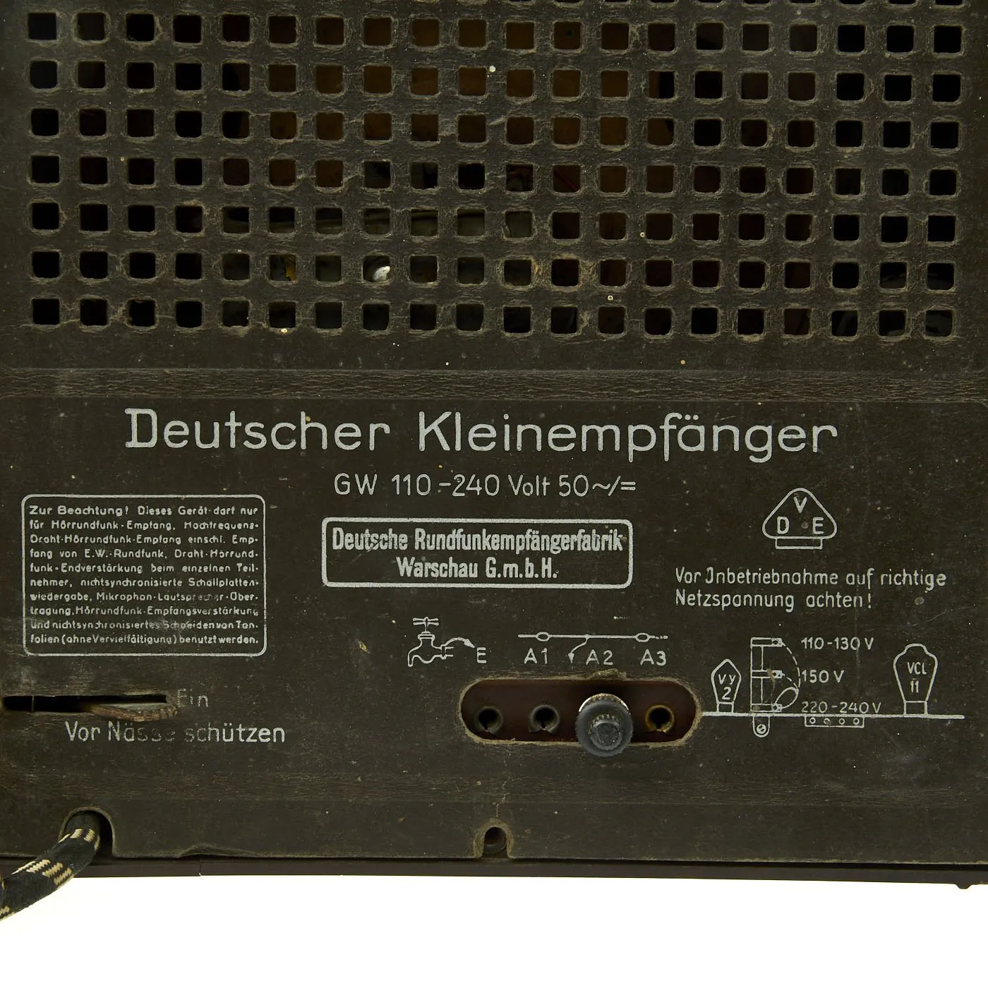 Original German WWII 1938 Kleinempfänger DKE 38 Radio by DERUFA Warsaw