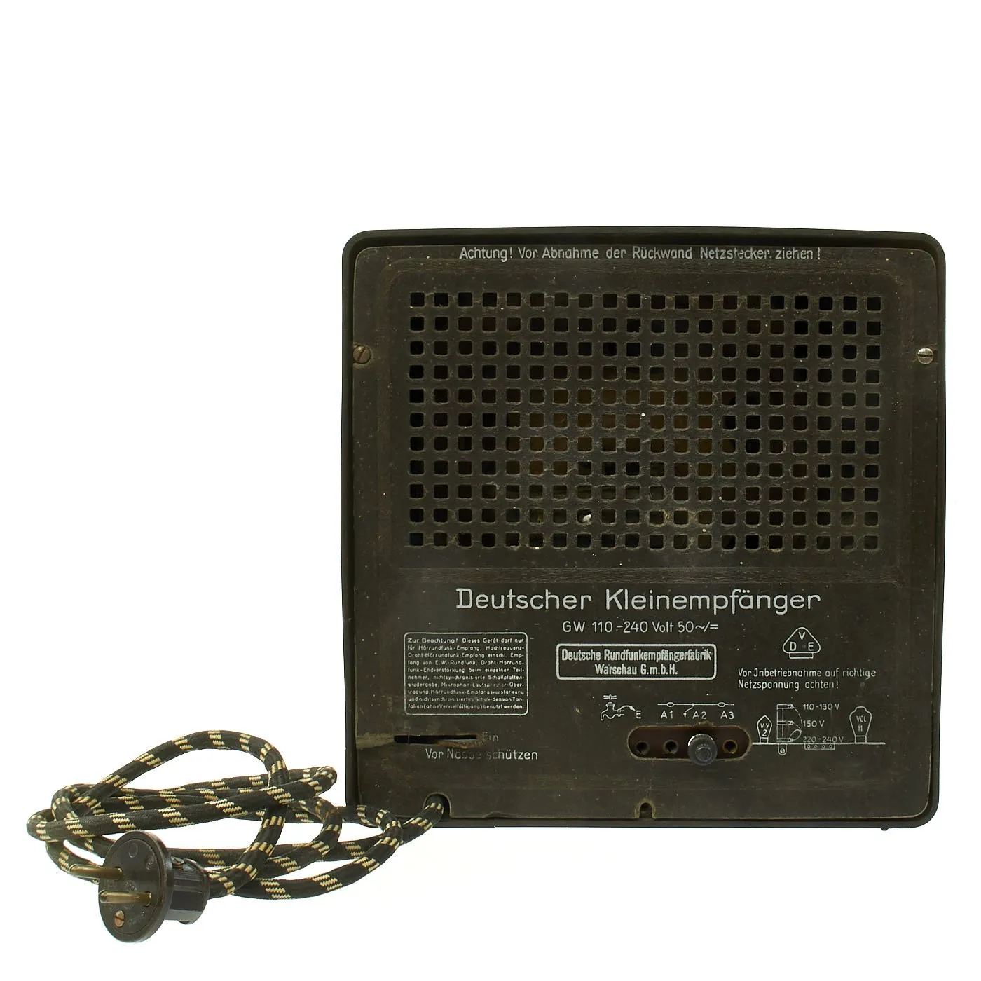 Original German WWII 1938 Kleinempfänger DKE 38 Radio by DERUFA Warsaw