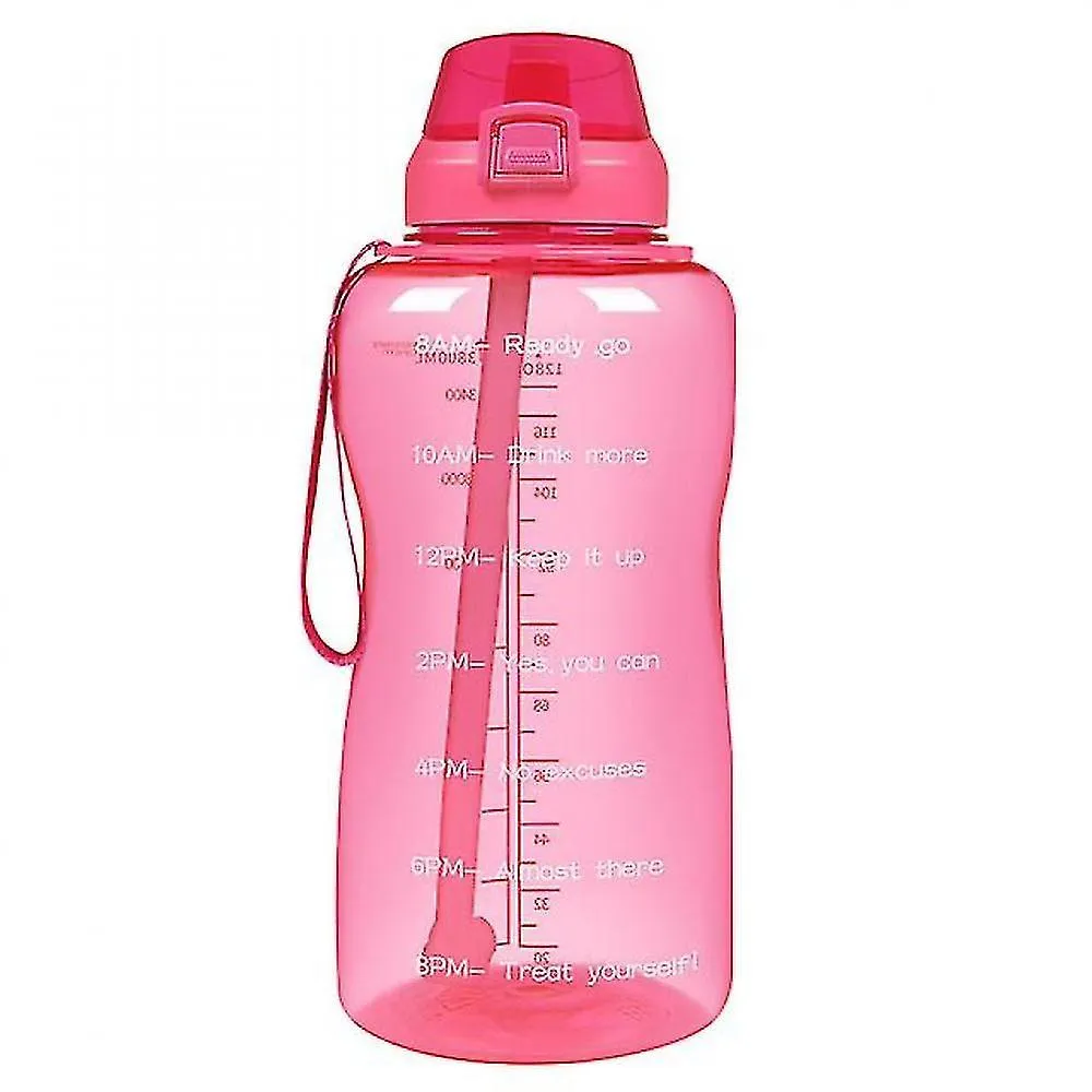 Pink 2000ml Motivational Water Bottle, Gym And Outdoor Sports