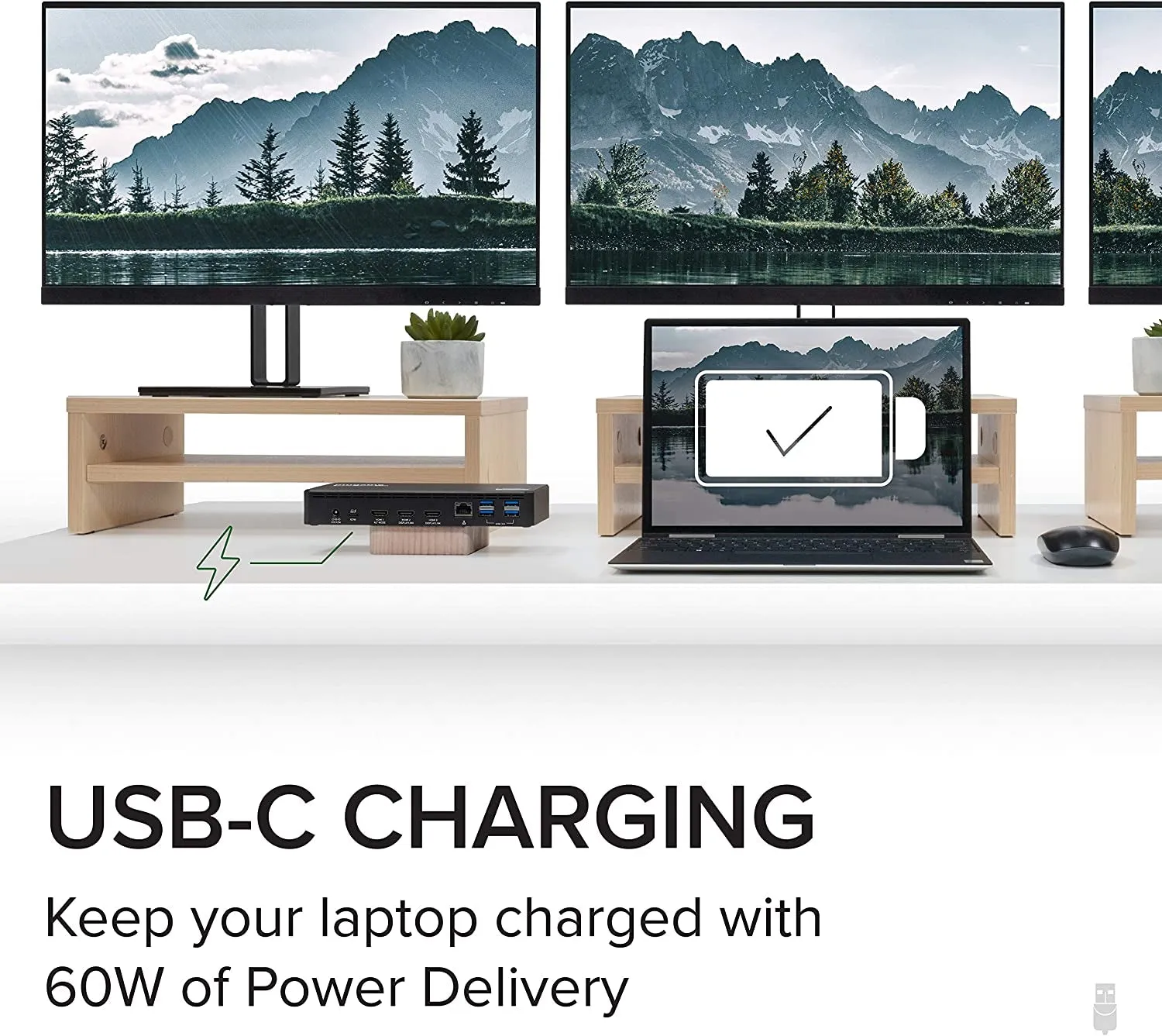 Plugable USB C Triple Display Docking Station with Laptop Charging, Thunderbolt 3 or USB C Dock Compatible with Specific Windows and Mac Systems (3X HDMI, 6X USB Ports, 60W USB PD)