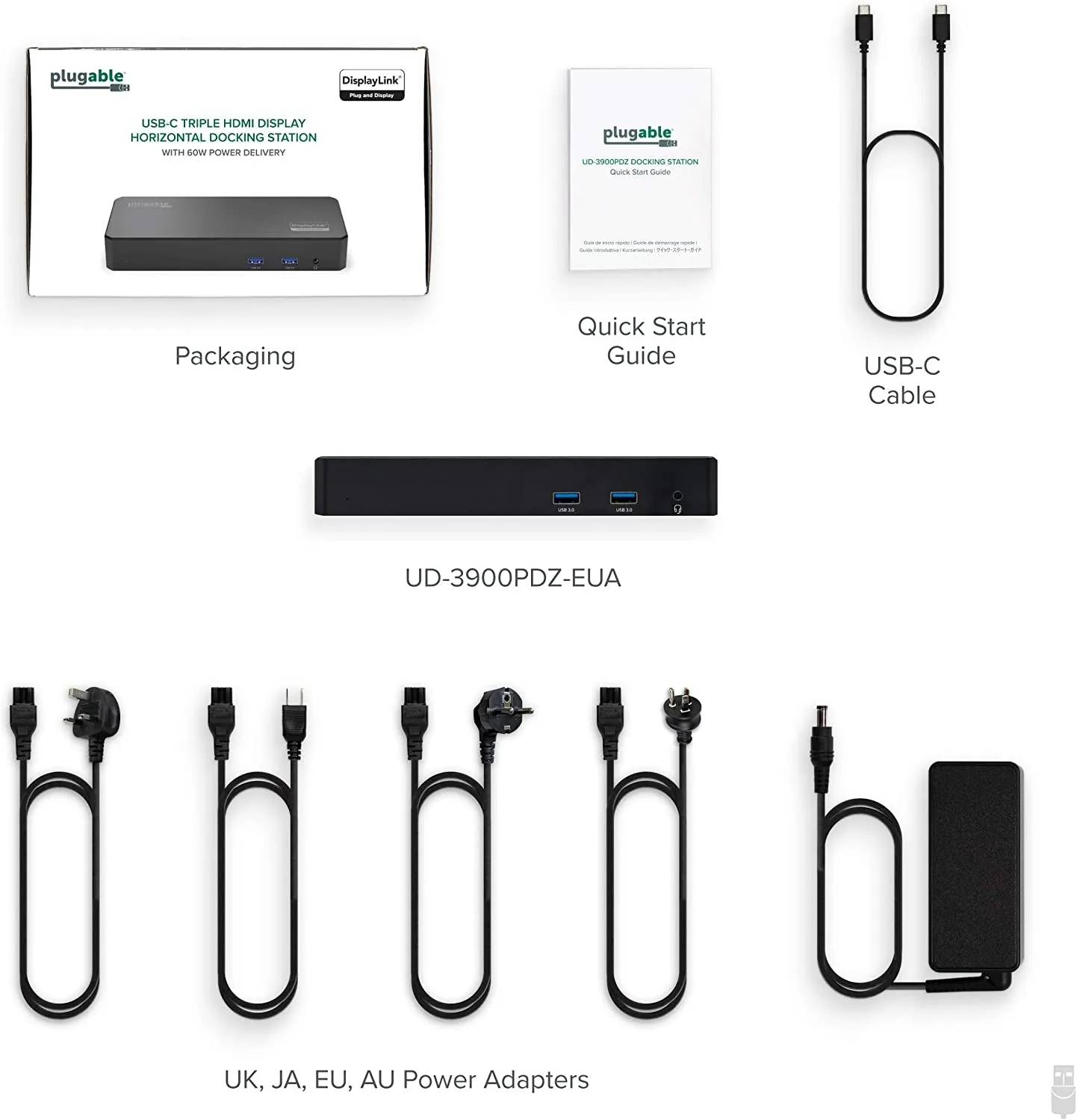 Plugable USB C Triple Display Docking Station with Laptop Charging, Thunderbolt 3 or USB C Dock Compatible with Specific Windows and Mac Systems (3X HDMI, 6X USB Ports, 60W USB PD)