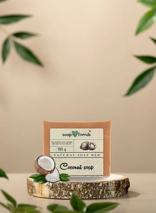 Pure Coconut Soap Bar | 130g Coconut Natural Soap helps Daily Cleanse for Soft and Moisturized Skin | Soap&Friends