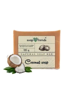 Pure Coconut Soap Bar | 130g Coconut Natural Soap helps Daily Cleanse for Soft and Moisturized Skin | Soap&Friends