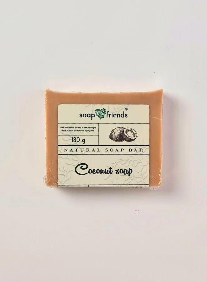 Pure Coconut Soap Bar | 130g Coconut Natural Soap helps Daily Cleanse for Soft and Moisturized Skin | Soap&Friends