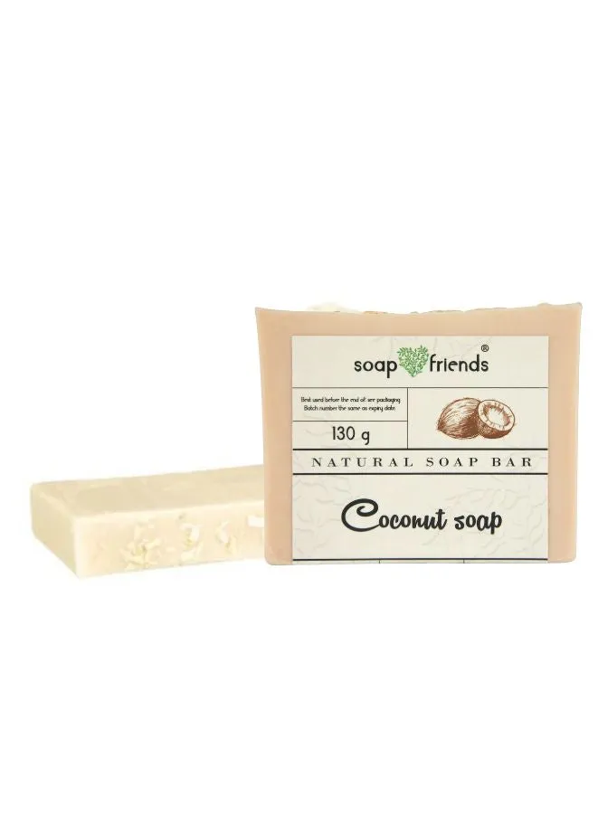 Pure Coconut Soap Bar | 130g Coconut Natural Soap helps Daily Cleanse for Soft and Moisturized Skin | Soap&Friends