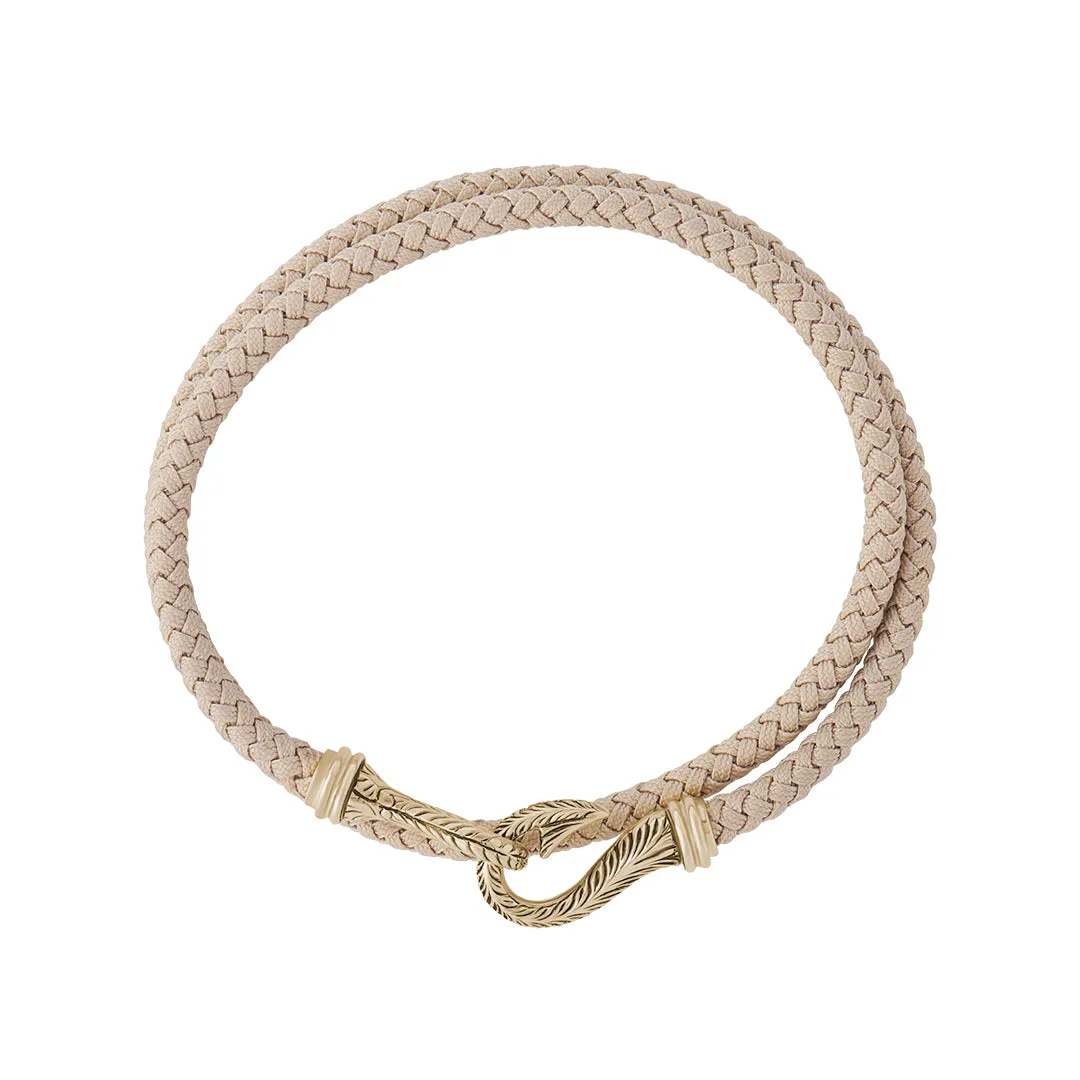 Sailor's Fish Hook Cotton Wrap Bracelet in Silver