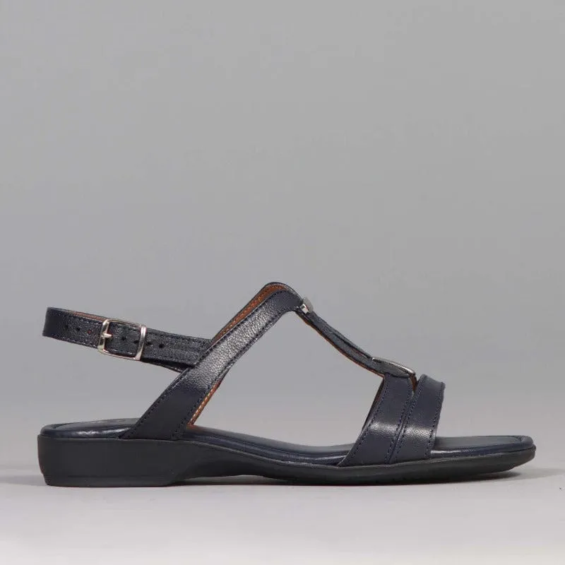 Slingback Flat Sandal in Navy - 12617