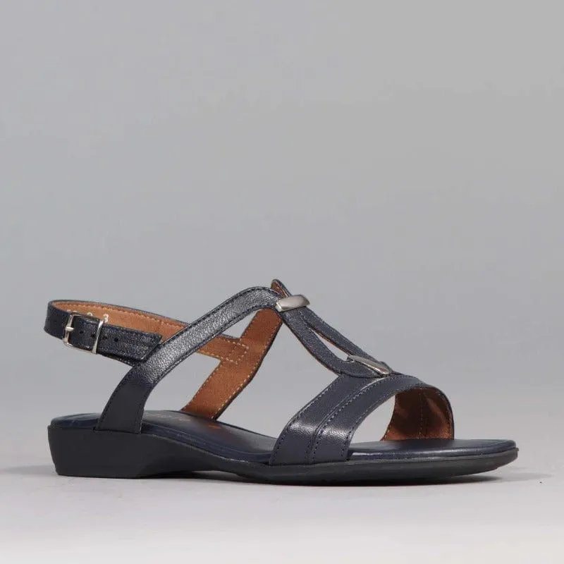 Slingback Flat Sandal in Navy - 12617