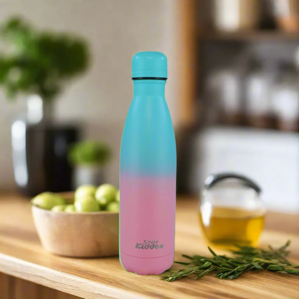 Smily Kiddos 500 ML  Stainless Steel Water Bottle  - Matte Teal Pink