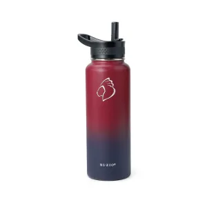 Stainless Steel Water Bottle with 3 Lid | Ruby Red Navy | 40oz