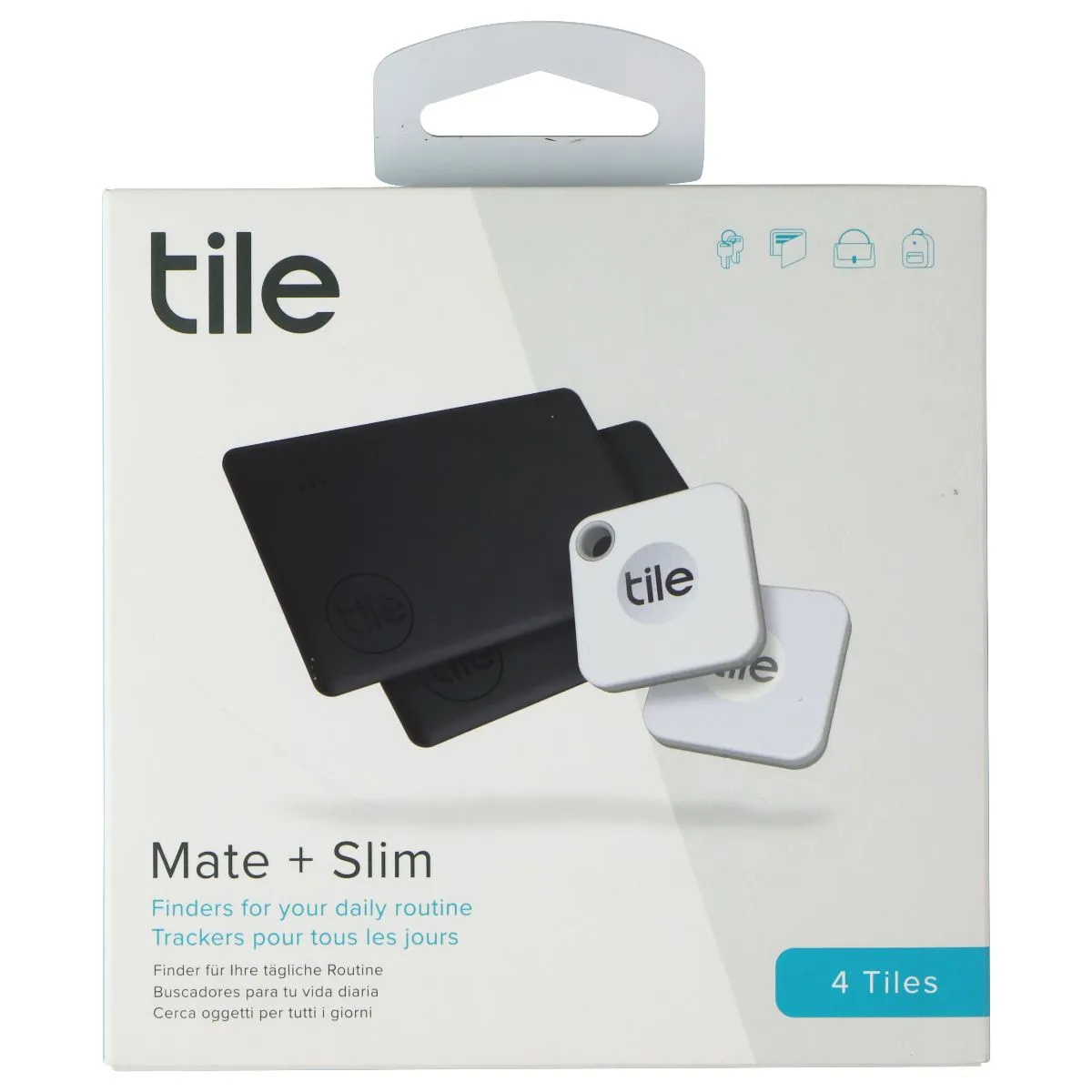 Tile Mate   Slim 4-pack (2 Mates/2 Slims) - Bluetooth Tracker - Black/White