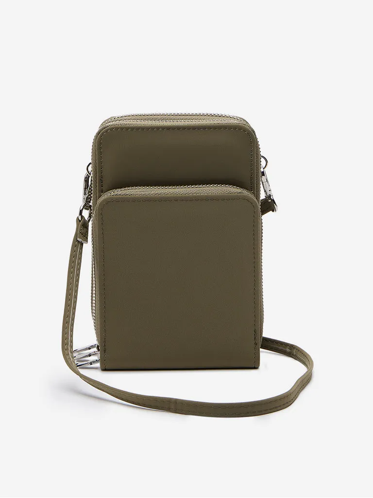 Women Accessories Green Wallet-Style Sling Bag